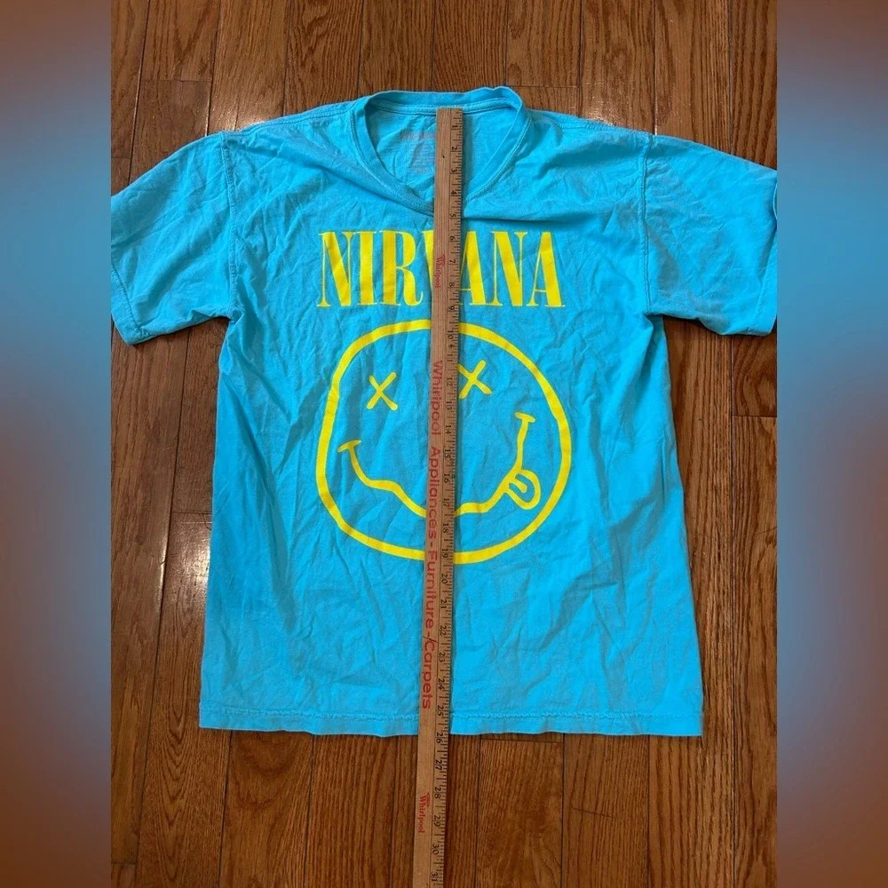 Vintage Nirvana T Shirt Size M Blue Smiley Face Come As You Are Everyone Is Gay - Picture 4 of 7